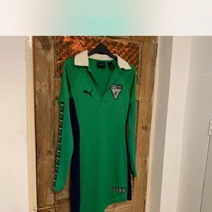 Puma Green and White Collared Shirt